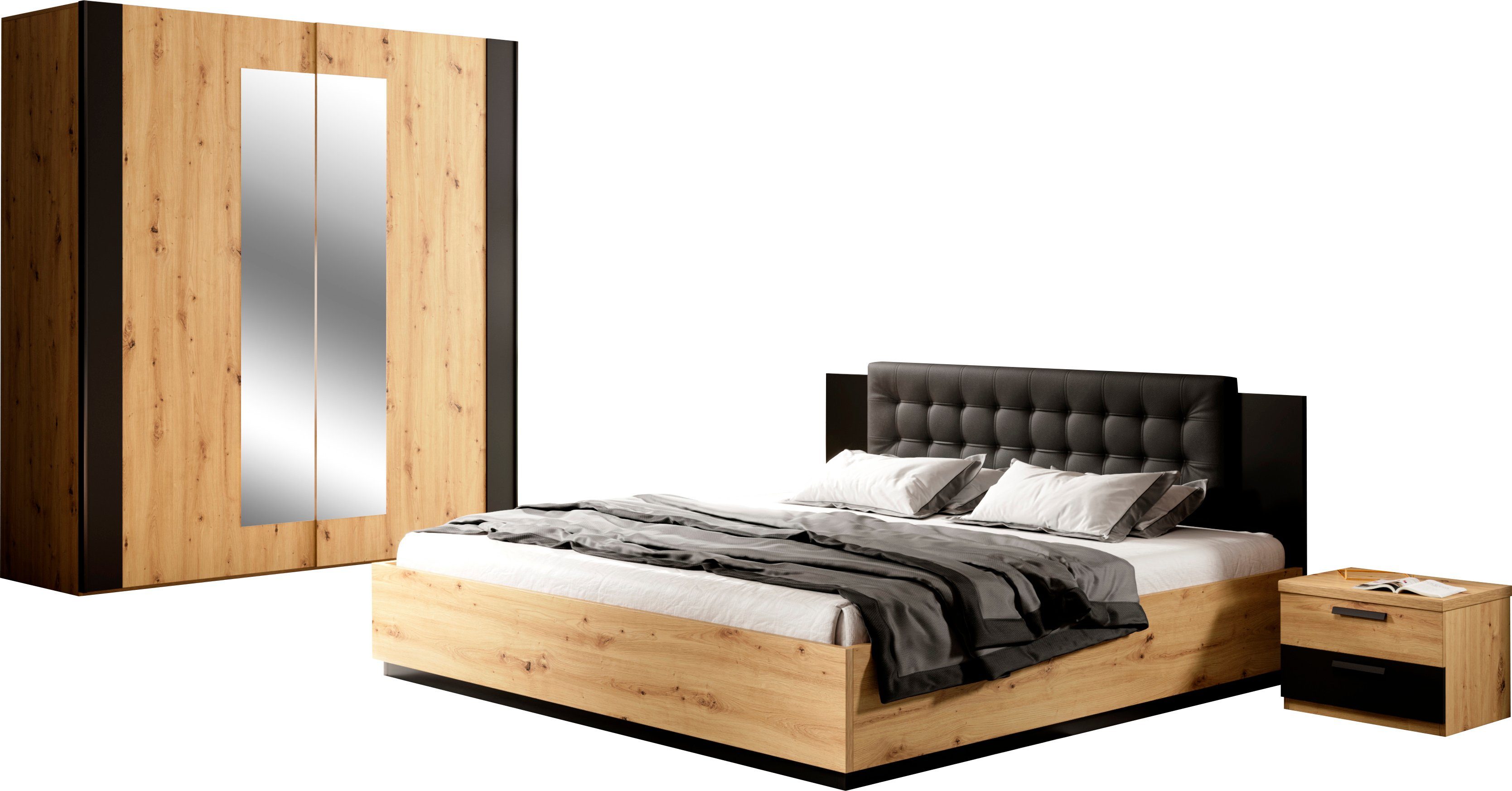 Home affaire Schlafzimmer-Set "Sigma, Set 4 -St(Kleiderschrank, 2xNako, Bet günstig online kaufen