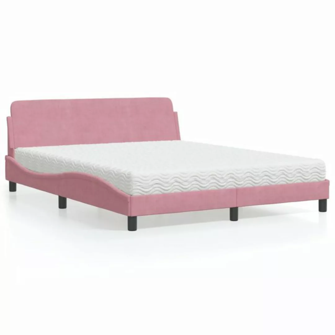 vidaXL Bett mit Matratze Rosa 160x200 cm Samt Modell 12008459 günstig online kaufen