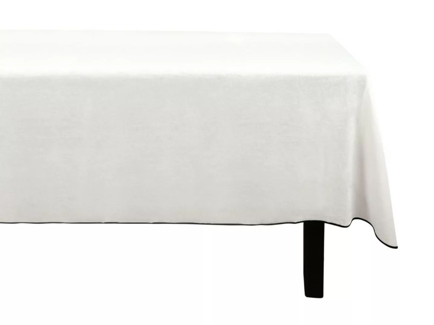 Tischdecke - Baumwolle & Leinen mit schwarzem Rand - 170 x 300 cm - Off-Whi günstig online kaufen