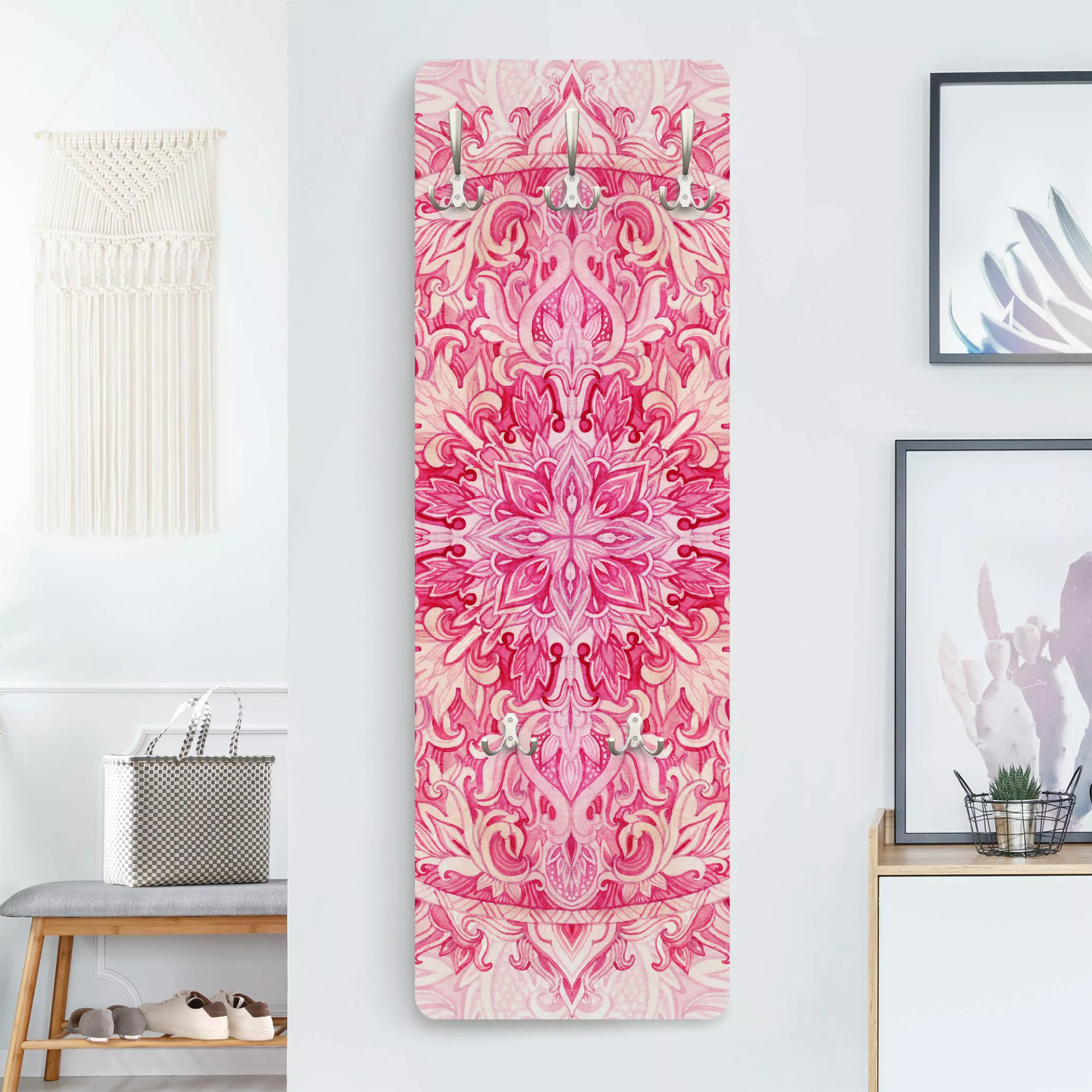 Wandgarderobe Mandala Aquarell Ornament pink günstig online kaufen