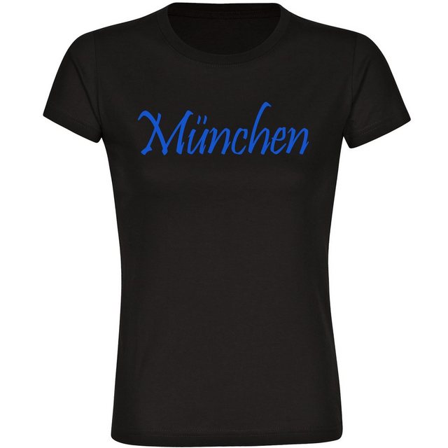 multifanshop T-Shirt Damen München blau - Schriftzug - Frauen günstig online kaufen