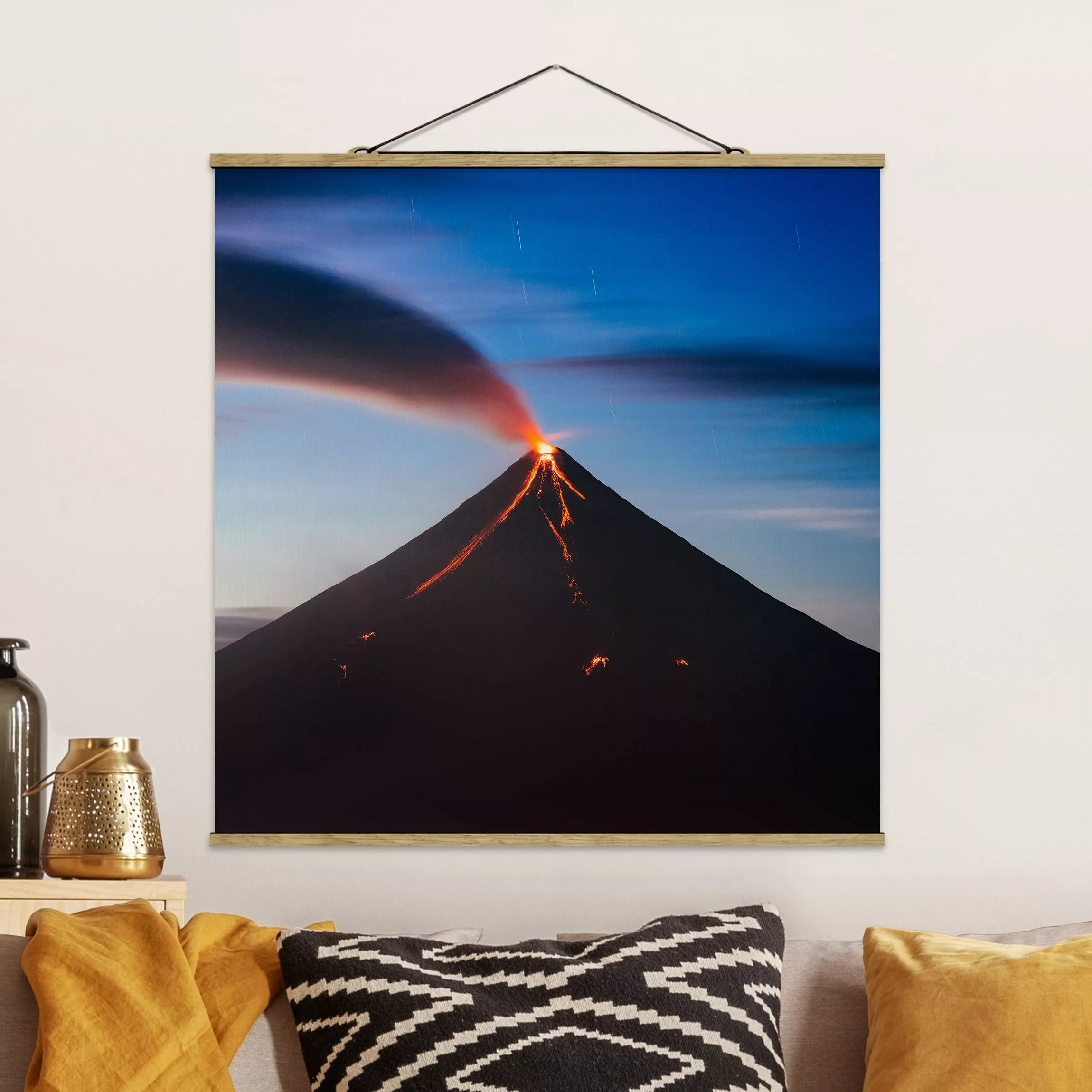 Stoffbild mit Posterleisten Vulkan günstig online kaufen