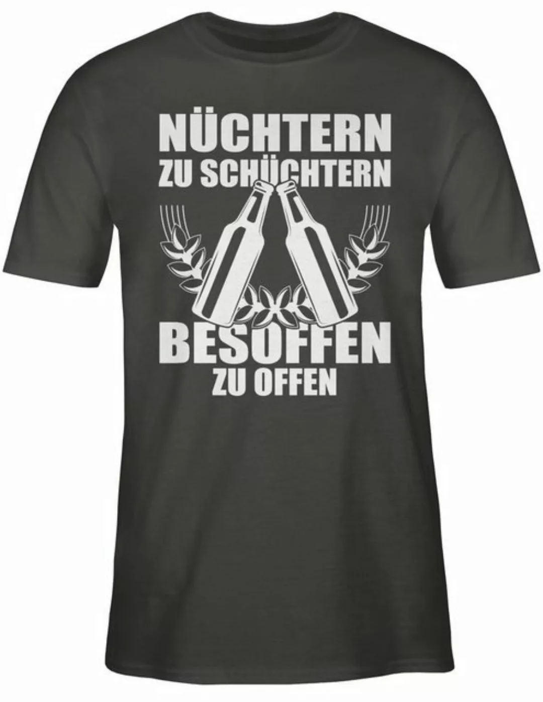 Shirtracer T-Shirt Nüchtern zu schüchtern - besoffen zu offen - weiß Party günstig online kaufen