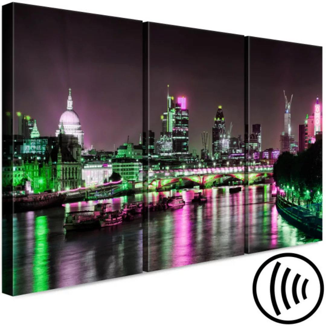 Leinwandbild Nacht-Themse - London-Panorama mit der Kathedrale und Brücke X günstig online kaufen