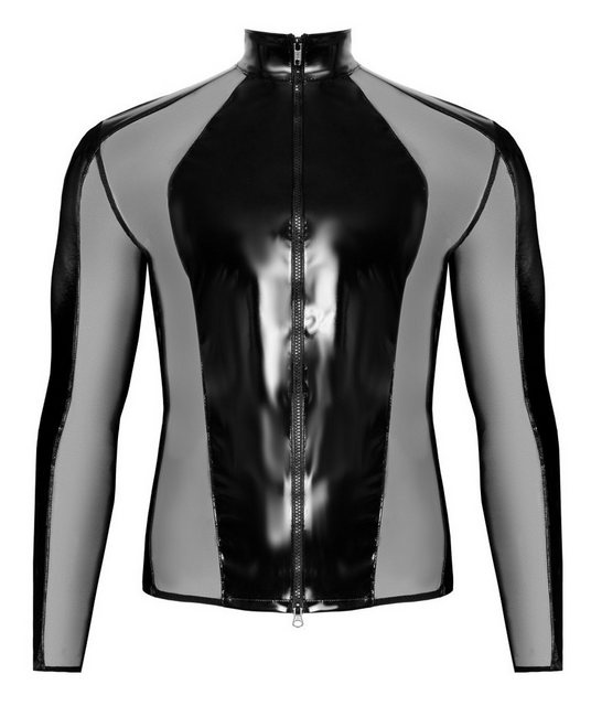 Black Level Langarmshirt Lack-Optik, 2-Wege-Reißverschluss, Wetlook Shirt günstig online kaufen