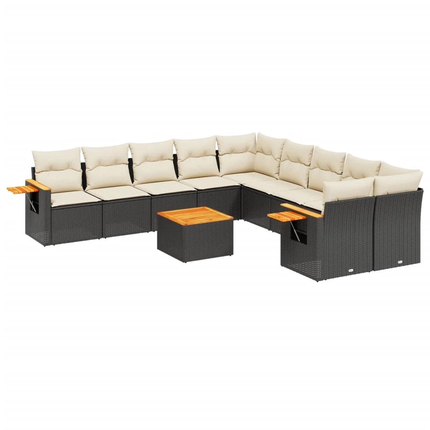 vidaXL 11-Tlg Garten-Sofagarnitur mit Kissen Schwarz Poly Rattan 3259599 günstig online kaufen