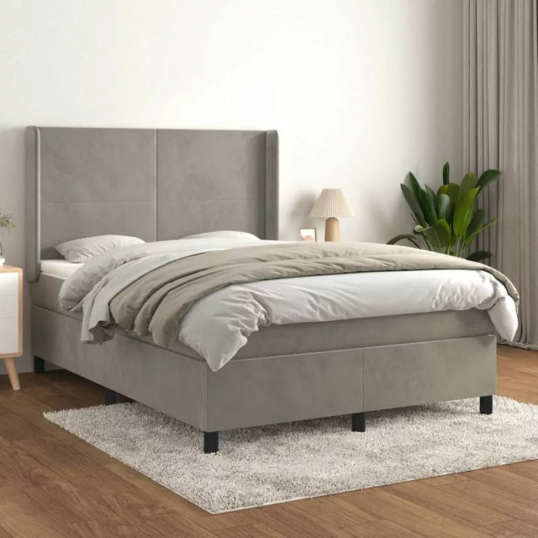 vidaXL Bettgestell Boxspringbett mit Matratze Dunkelgrau 140x190 cm Samt Be günstig online kaufen