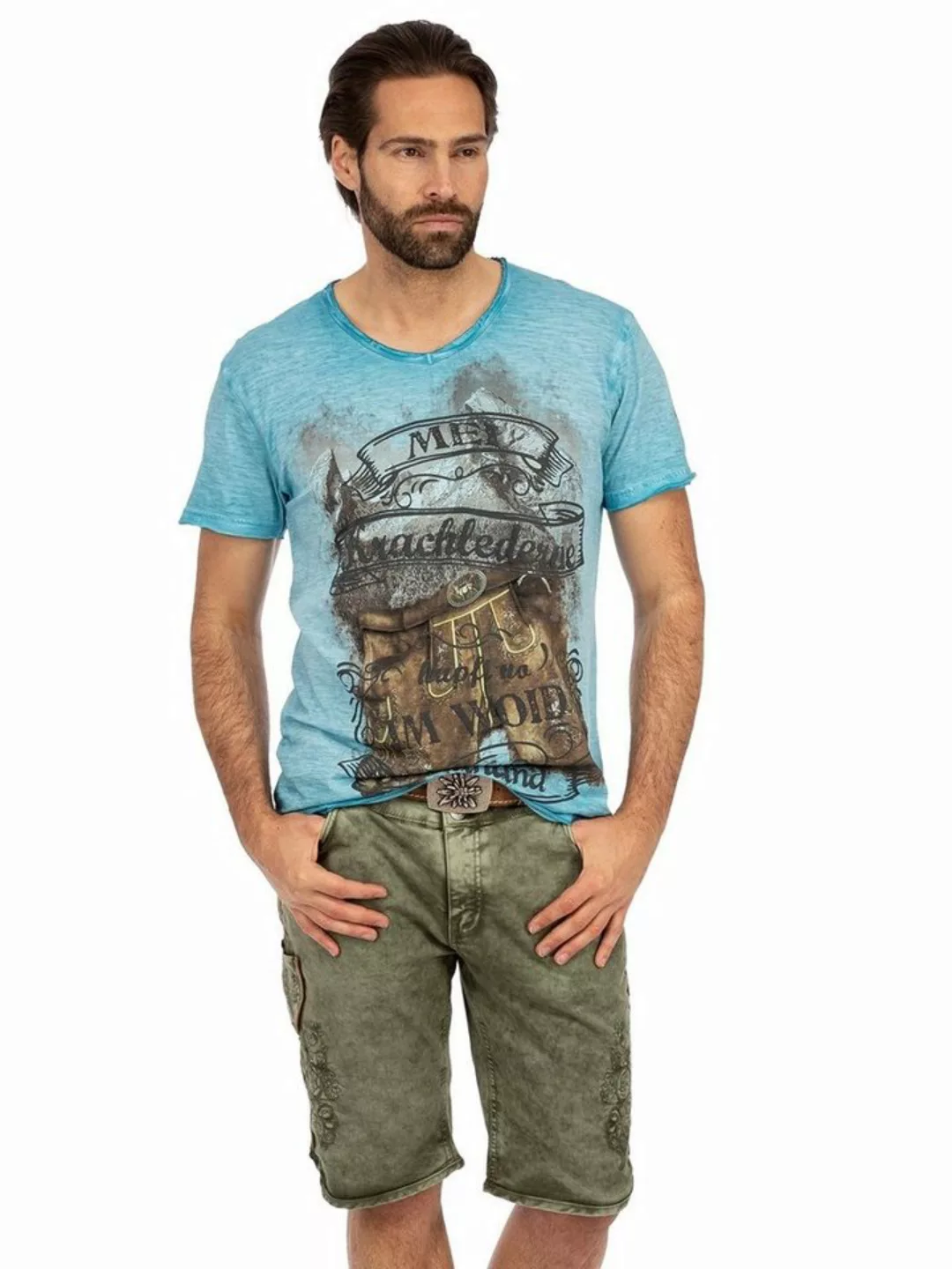 Hangowear Trachtenhose Trachtenjeans HECTOR Short army günstig online kaufen