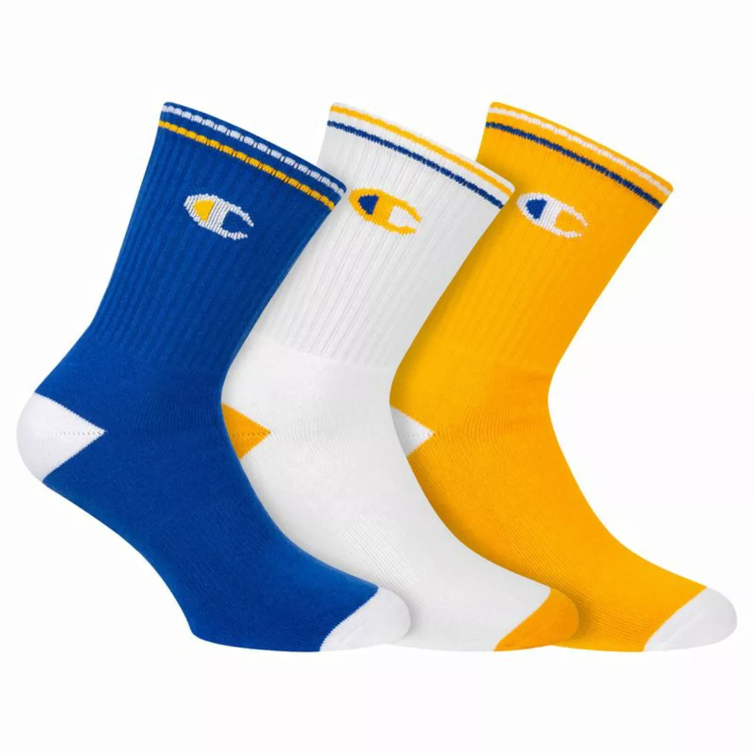 Champion Unisex Socken, 3 Paar - Performance Crew Socken Blau/Weiß/Gelb 43- günstig online kaufen