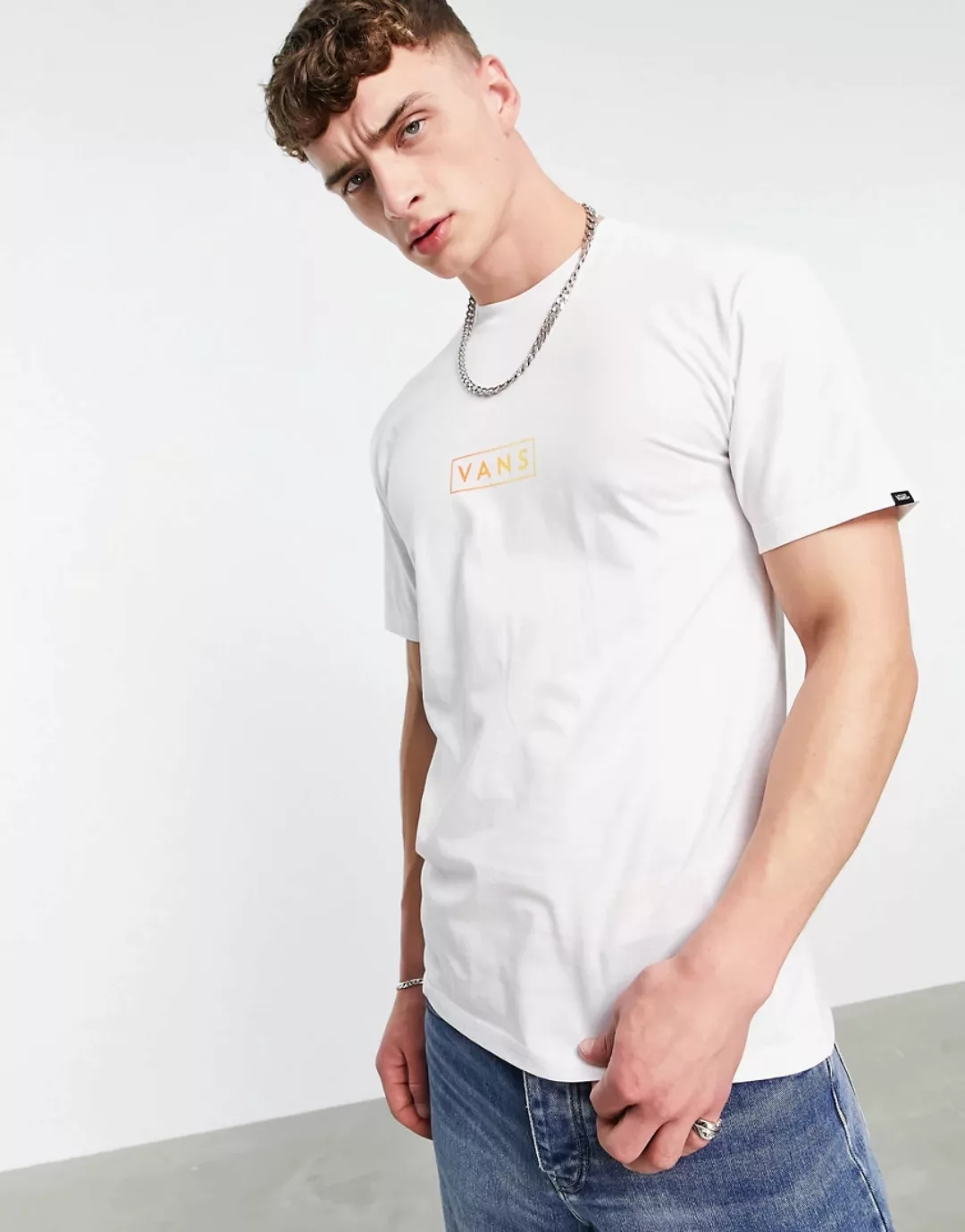 Vans Classic – Easy Box – T-Shirt in Weiß/Gelb günstig online kaufen