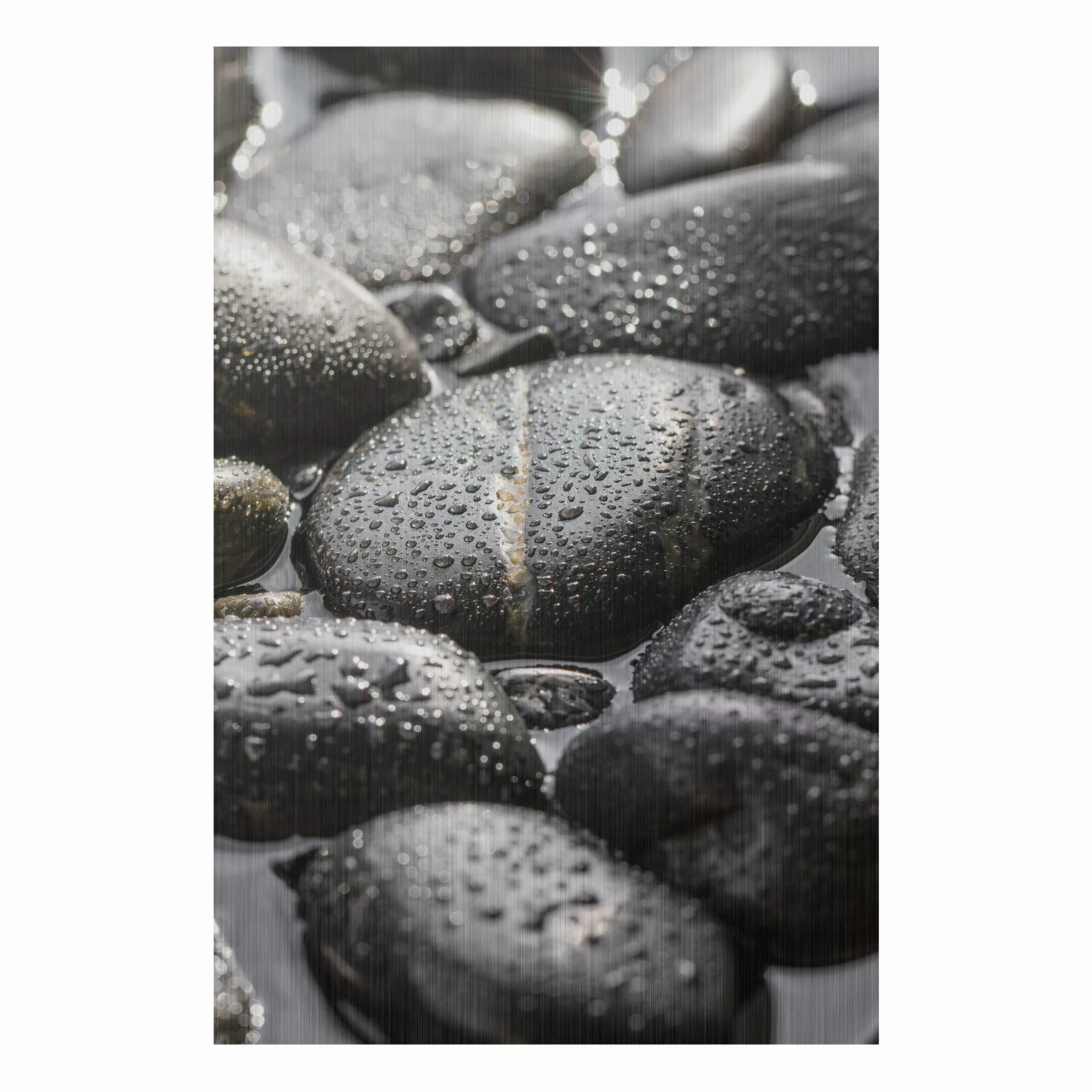 Alu-Dibond Bild - Hochformat 2:3 Schwarze Steine im Wasser günstig online kaufen