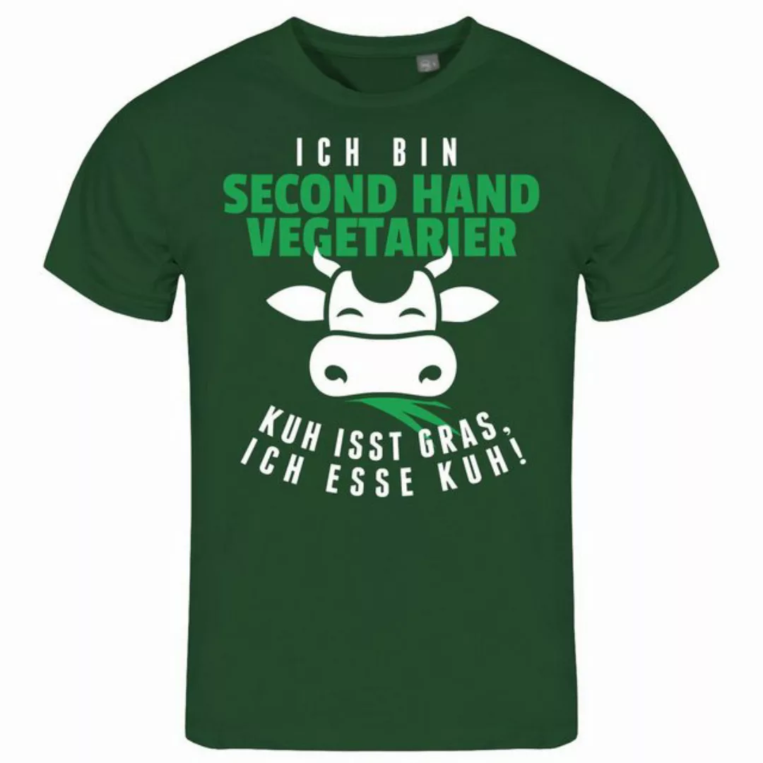 deinshirt Print-Shirt Herren T-Shirt Second Hand Vegetarier Kuh isst Gras i günstig online kaufen