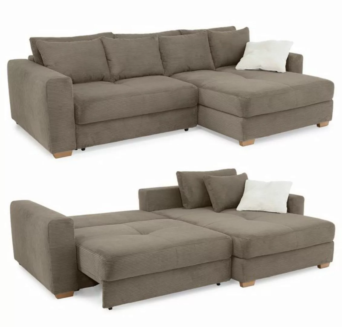 luma-home Ecksofa 15155, Dauerschläfer mit Bettkasten 288x186 cm, Federkern günstig online kaufen