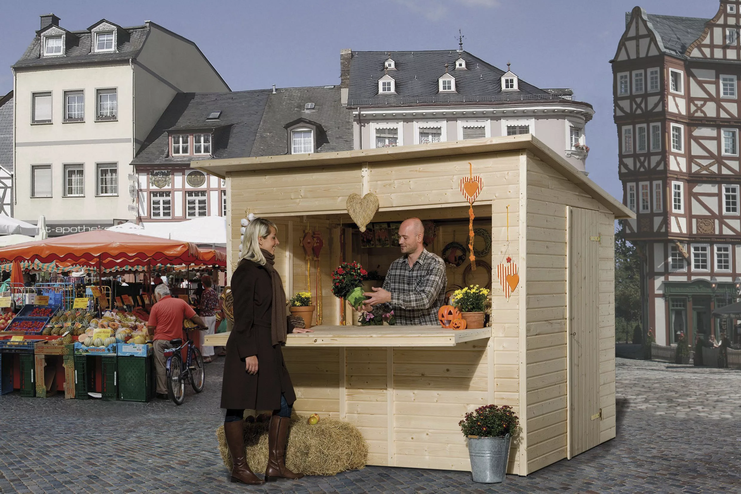 Weka Holz-Gartenhaus Flachdach Unbehandelt 243 cm x 240 cm günstig online kaufen