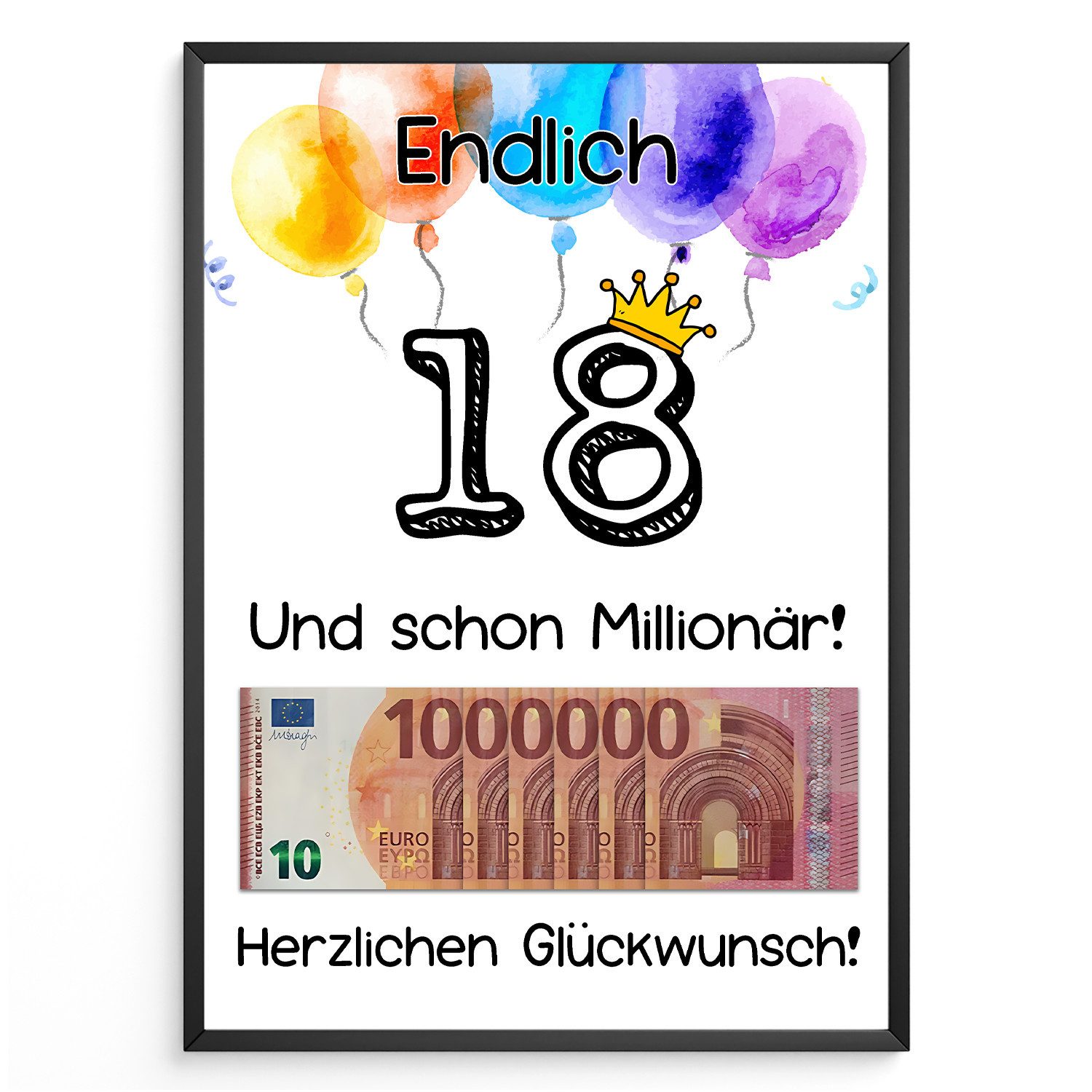 Tigerlino Poster Geldgeschenk 18. Geburtstag Jungen günstig online kaufen