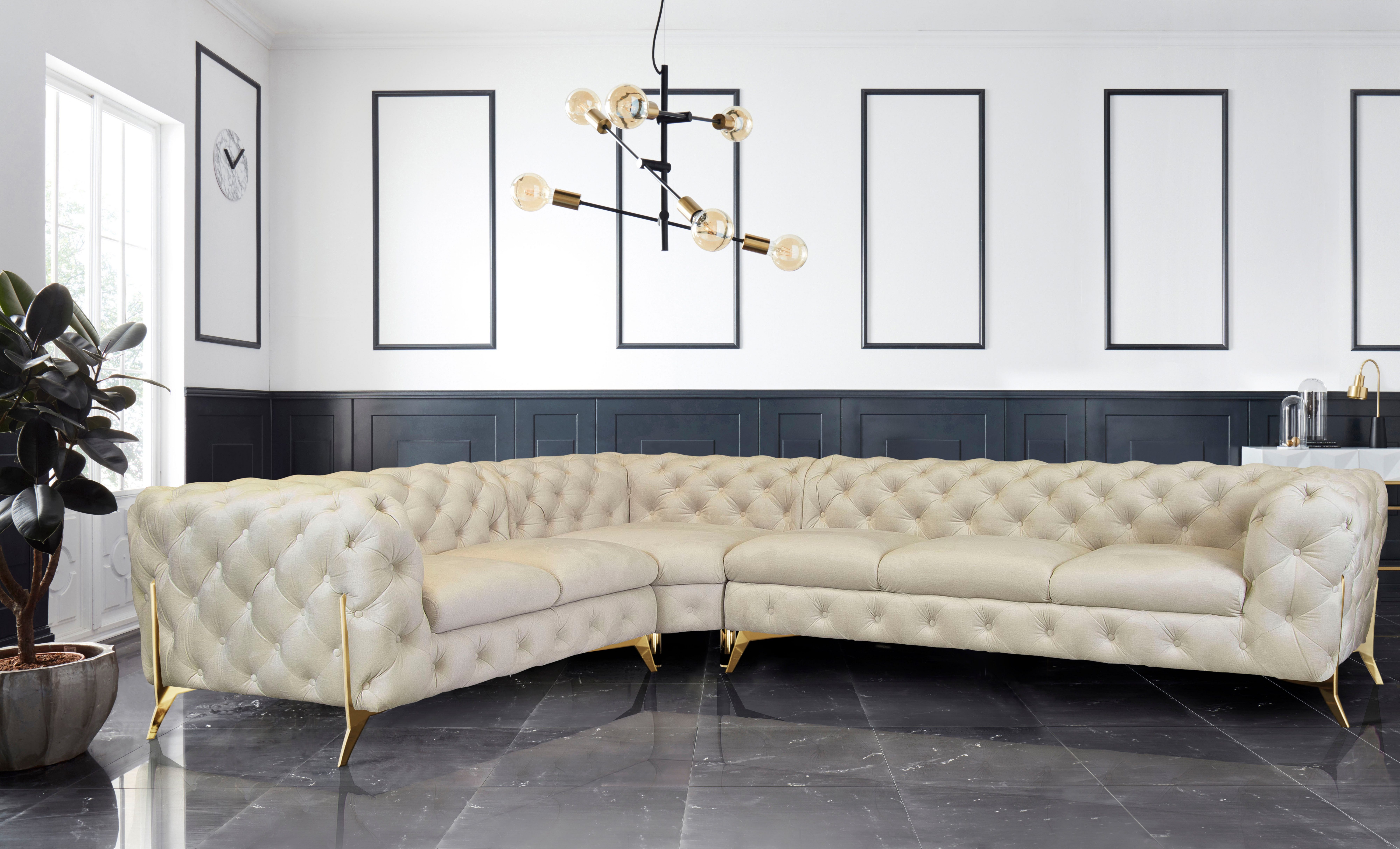 Leonique Chesterfield-Sofa "Amaury L-Form", großes Ecksofa, Chesterfield-Op günstig online kaufen