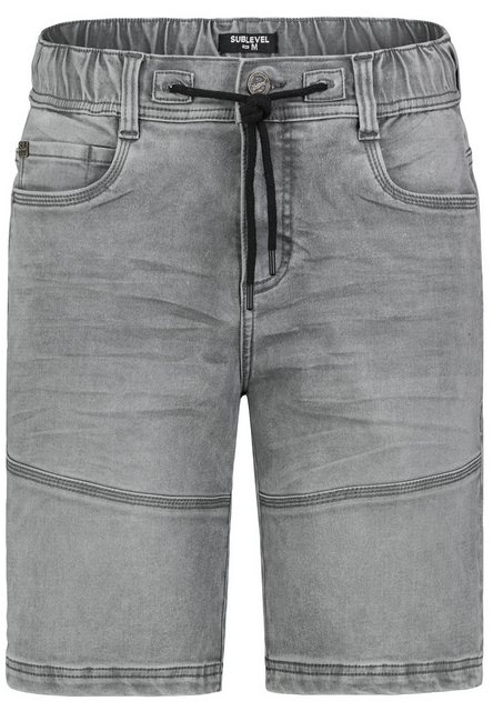 SUBLEVEL Jeansshorts Pull On Denim Jeansshorts mit Kontrastnaht und Tunnelz günstig online kaufen