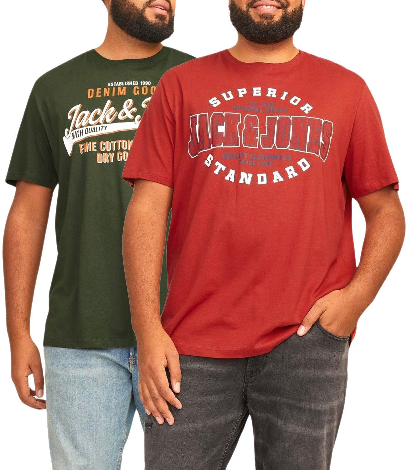 Jack & Jones Plus Print-Shirt (2er-Pack) günstig online kaufen