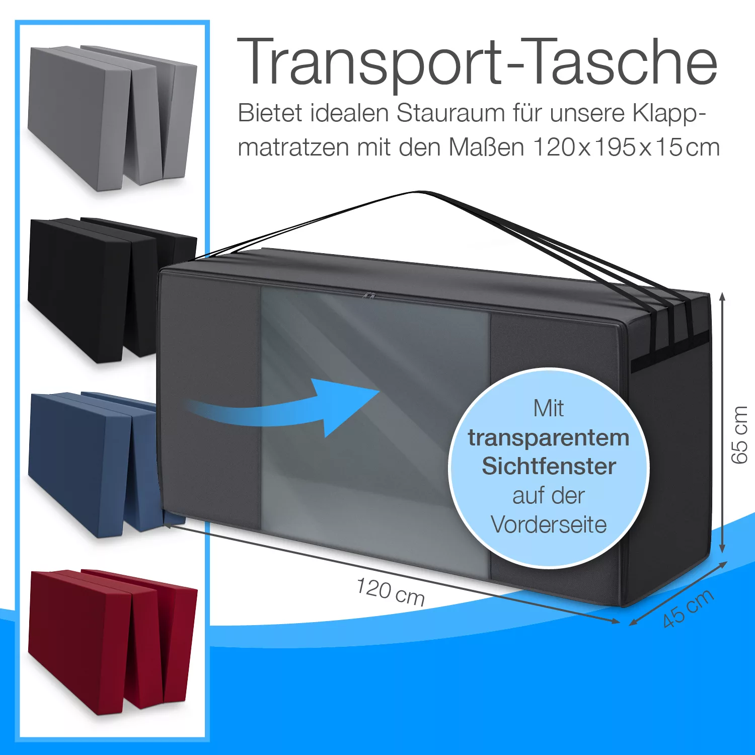 Transporttasche für Klappmatratze Gästematratze, 120x195x15cm günstig online kaufen