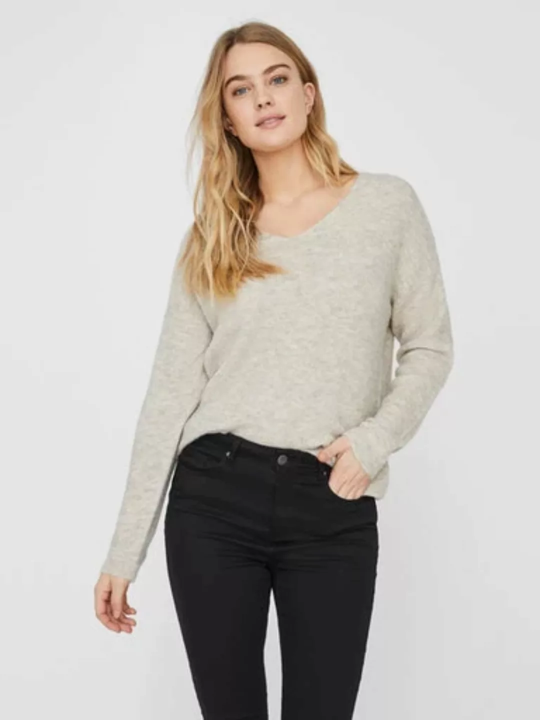 Vero Moda Damen Strickpullover VMCREWLEFILE LS V-NECK günstig online kaufen