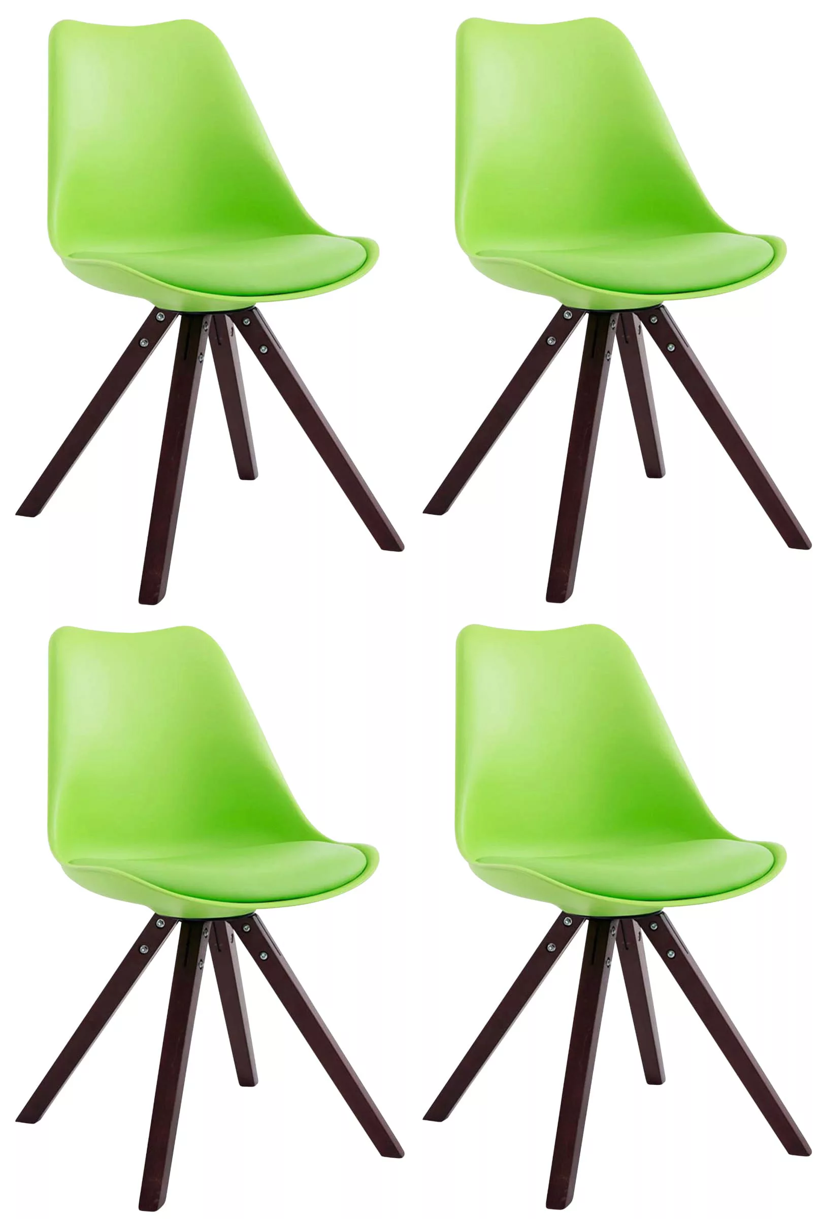 4er Set Stühle Toulouse Kunstleder Cappuccino Square Grün günstig online kaufen