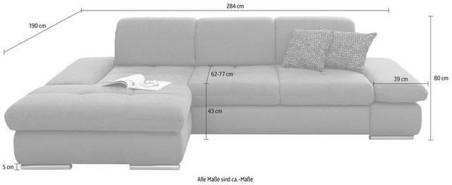 set one by Musterring Ecksofa SO4100 V, mit verstellbaren Kopfteilen, wahlw günstig online kaufen