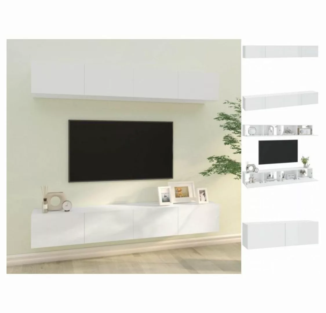 vidaXL TV-Schrank TV-Wandschränke 4 Stk Hochglanz-Weiß 100x30x30 cm Wandsch günstig online kaufen