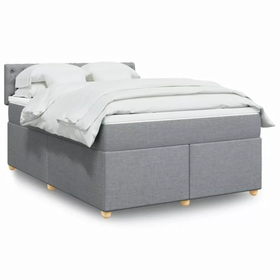 vidaXL Boxspringbett, Boxspringbett mit Matratze Hellgrau 160x200 cm Stoff günstig online kaufen