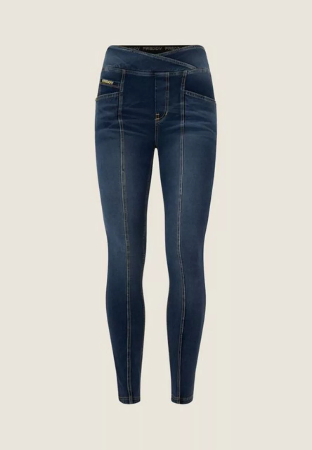 Freddy Lederhose Freddy N.O.W. High Waist Denim mit überkreutztem Bund in B günstig online kaufen