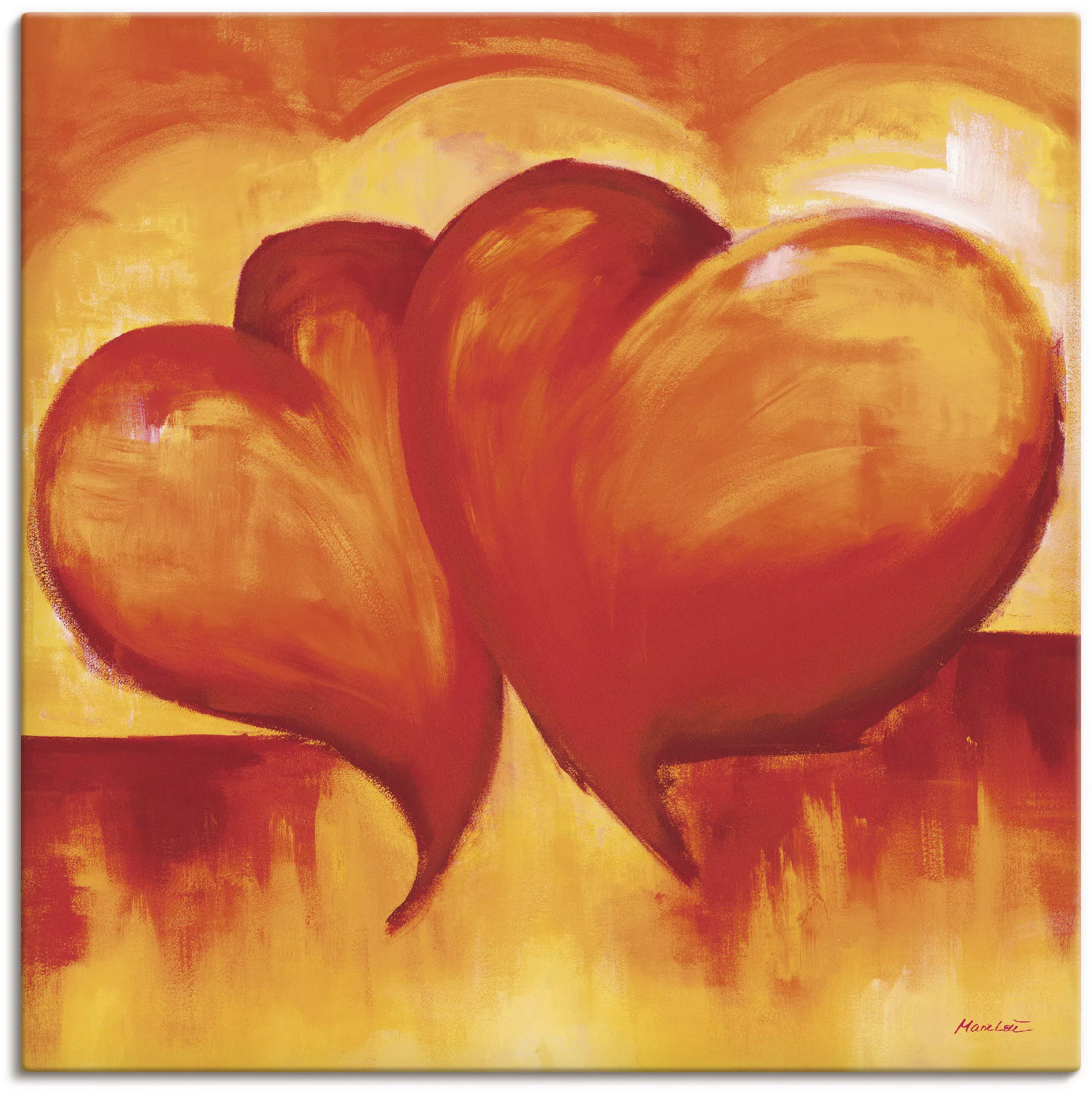 Artland Wandbild "Abstrakte Herzen - Orange", Herzen, (1 St.), als Leinwand günstig online kaufen