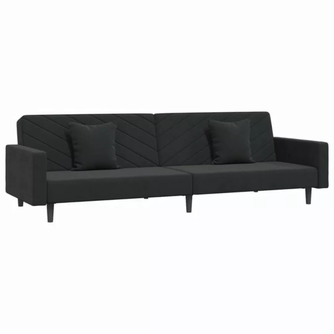 vidaXL Sofa Schlafsofa 2-Sitzer mit 2 Kissen Schwarz Samt Schlafcouch Schla günstig online kaufen