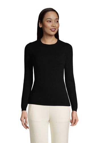 Kaschmir-Pullover mit rundem Ausschnitt, Damen, Größe: M Normal, Schwarz, b günstig online kaufen