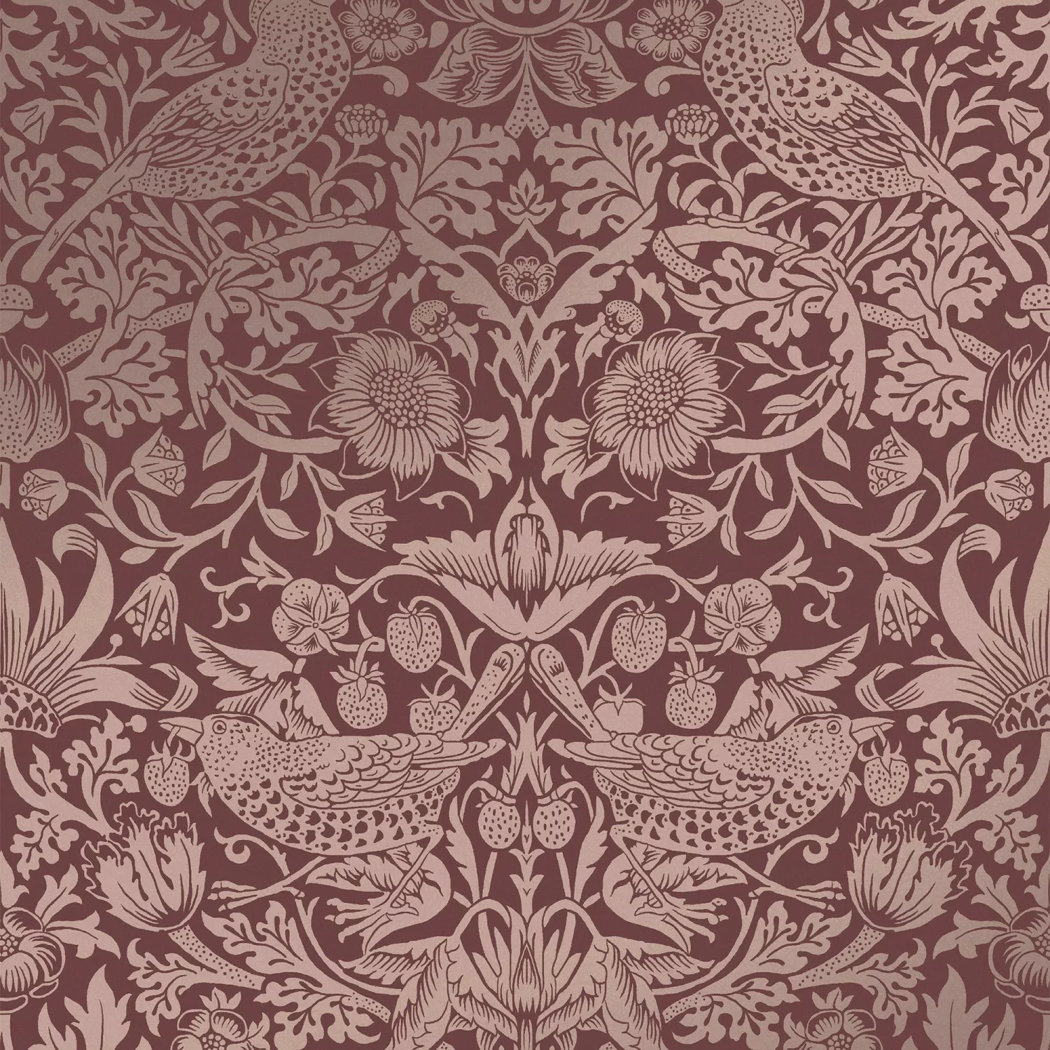 William Morris at Home Vliestapete Strawberry Thief Fibrous 10 m Burgundy F günstig online kaufen