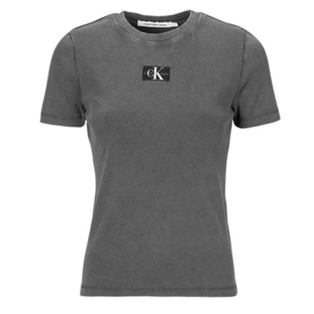 Calvin Klein Jeans T-Shirt LABEL WASHED RIB SLIM TEE mit Logopatch günstig online kaufen