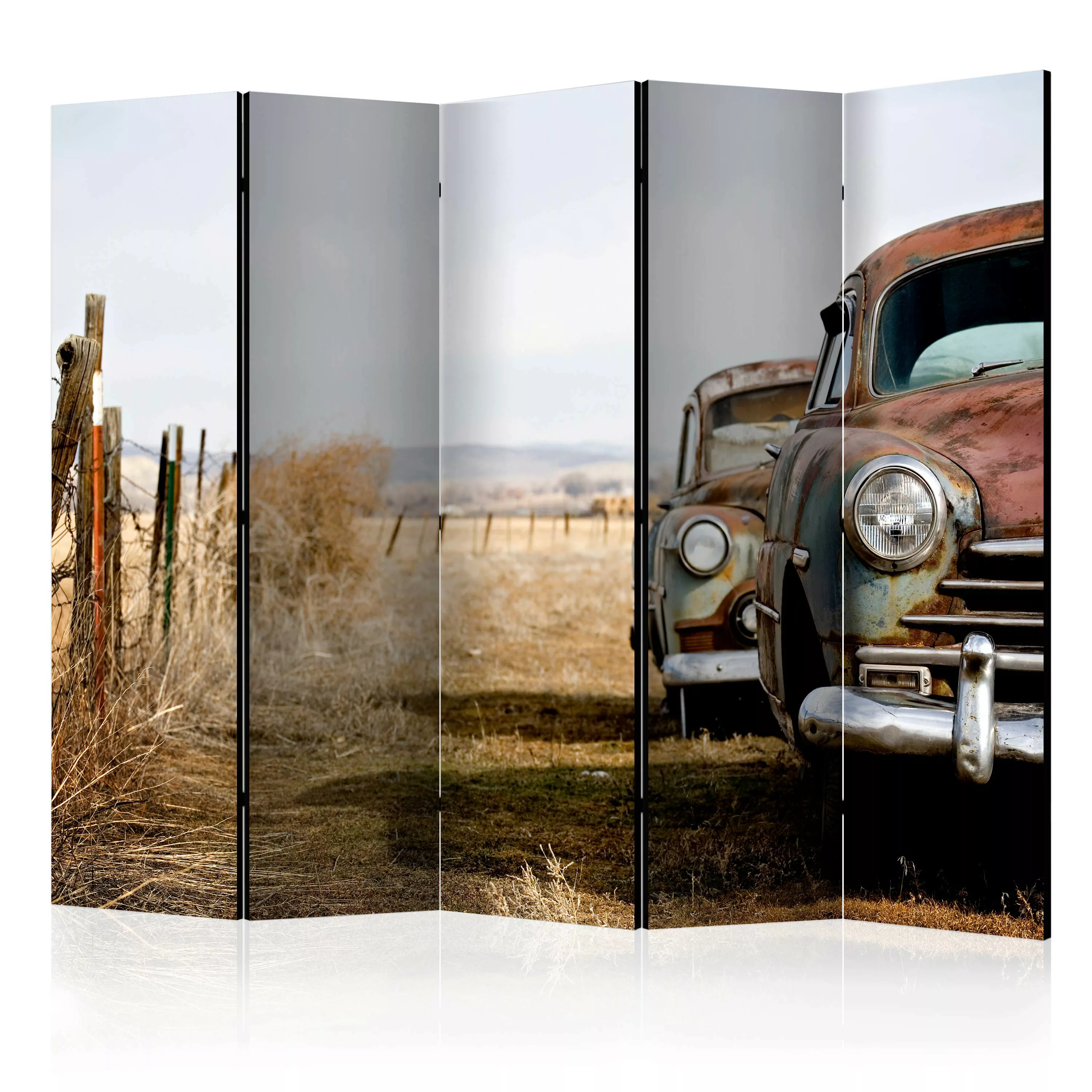 5-teiliges Paravent - Two Old, American Cars Ii [room Dividers] günstig online kaufen