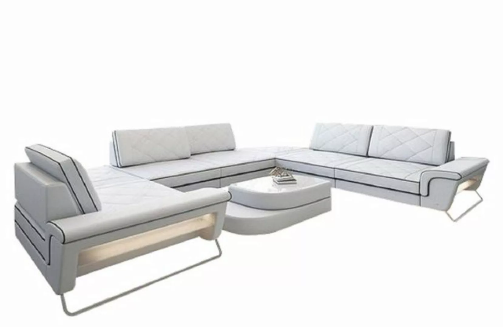 Sofa Dreams Sofa Design Ledersofa Rotello U Form Luxus Leder Sofa, Couch wa günstig online kaufen