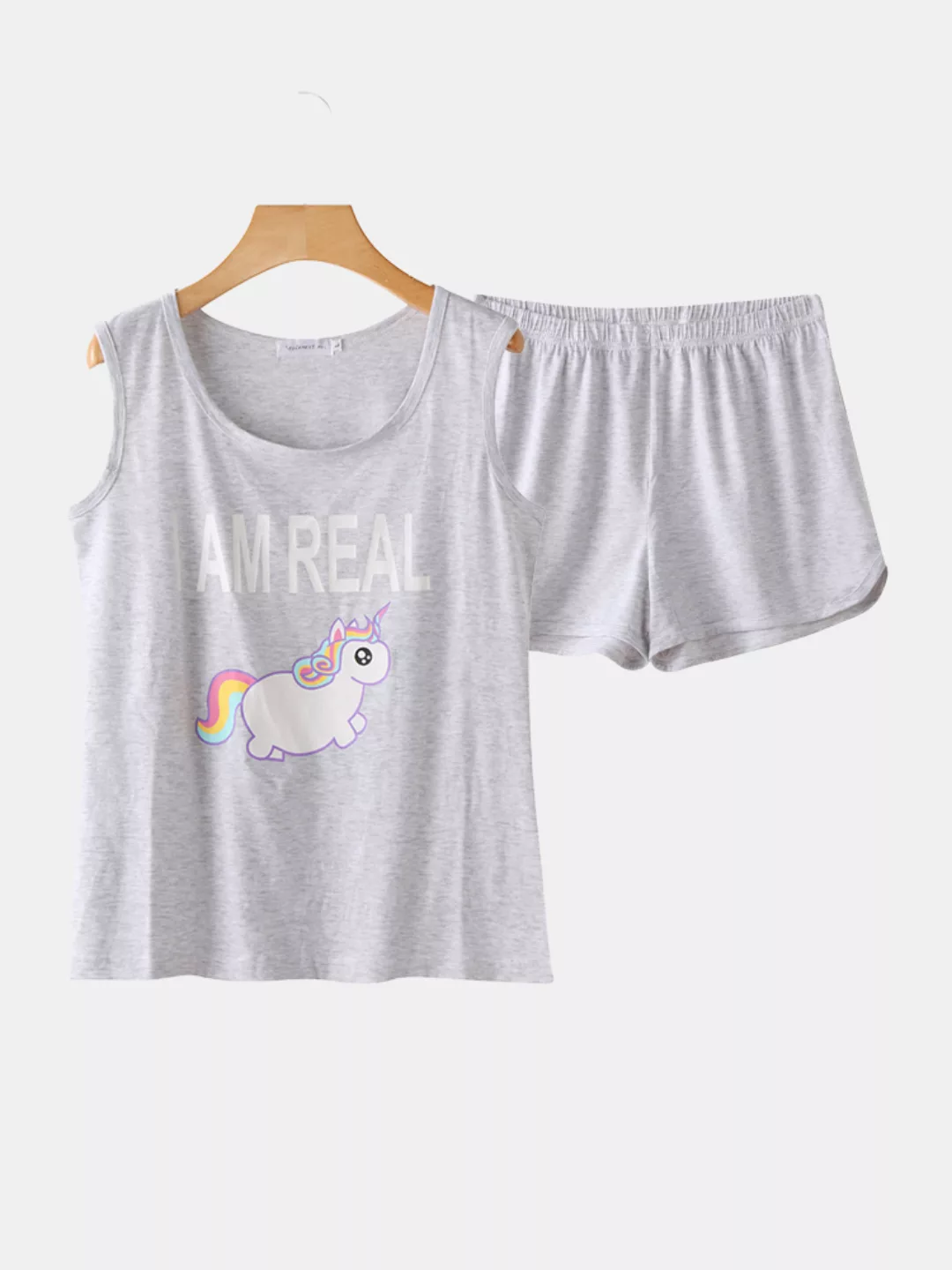 Damen Cotton Pyjamas Short Set Einhorn Cartoon Print Weste Top Nachtwäsche günstig online kaufen