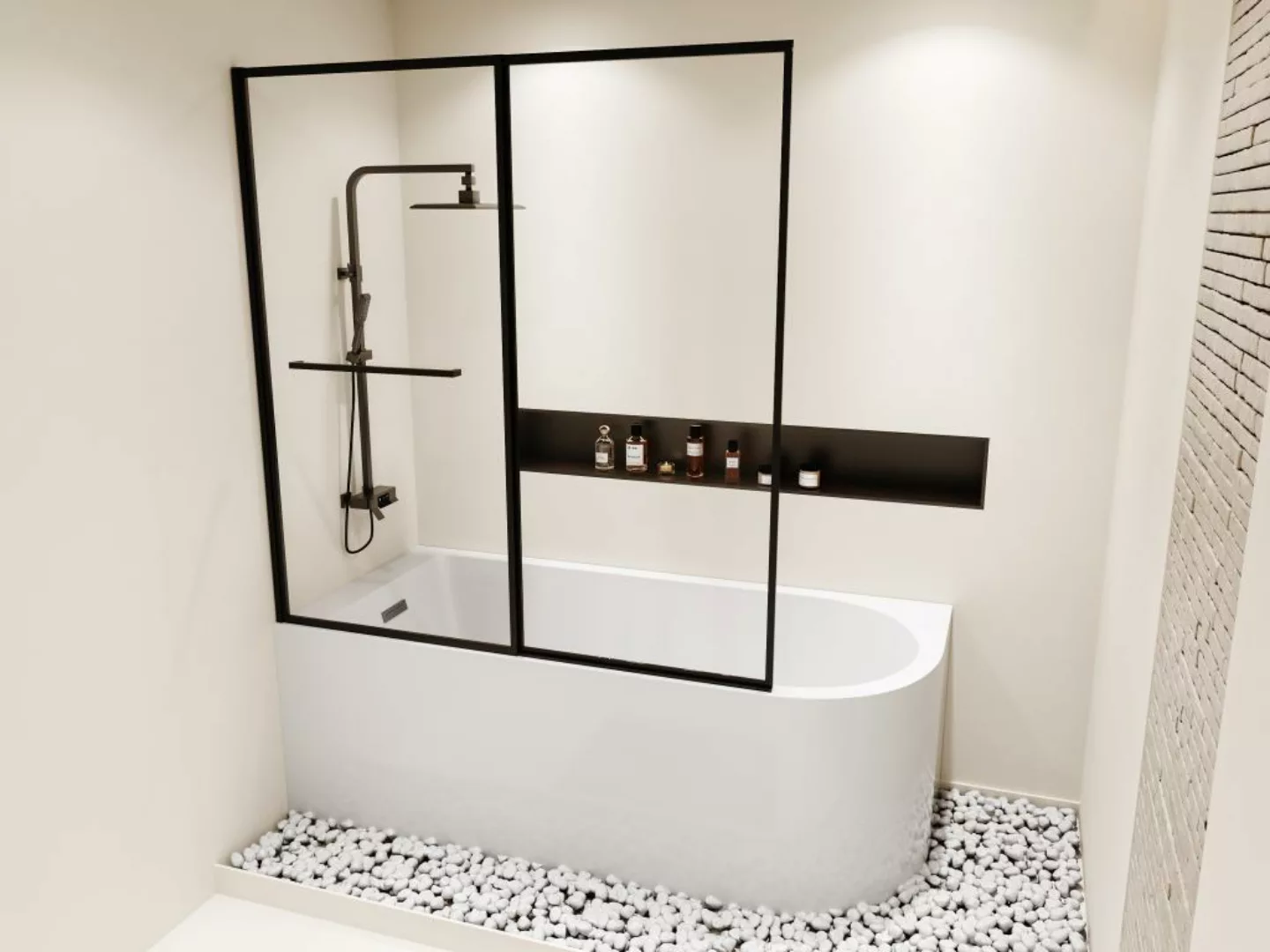 Duschbadewanne mit schiebbarer Duschtrennwand - Weiß - 240 L - Ecke links - günstig online kaufen