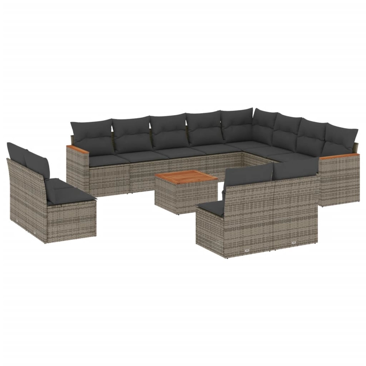 vidaXL 13-Tlg Garten-Sofagarnitur mit Kissen Grau Poly Rattan 3226480 günstig online kaufen