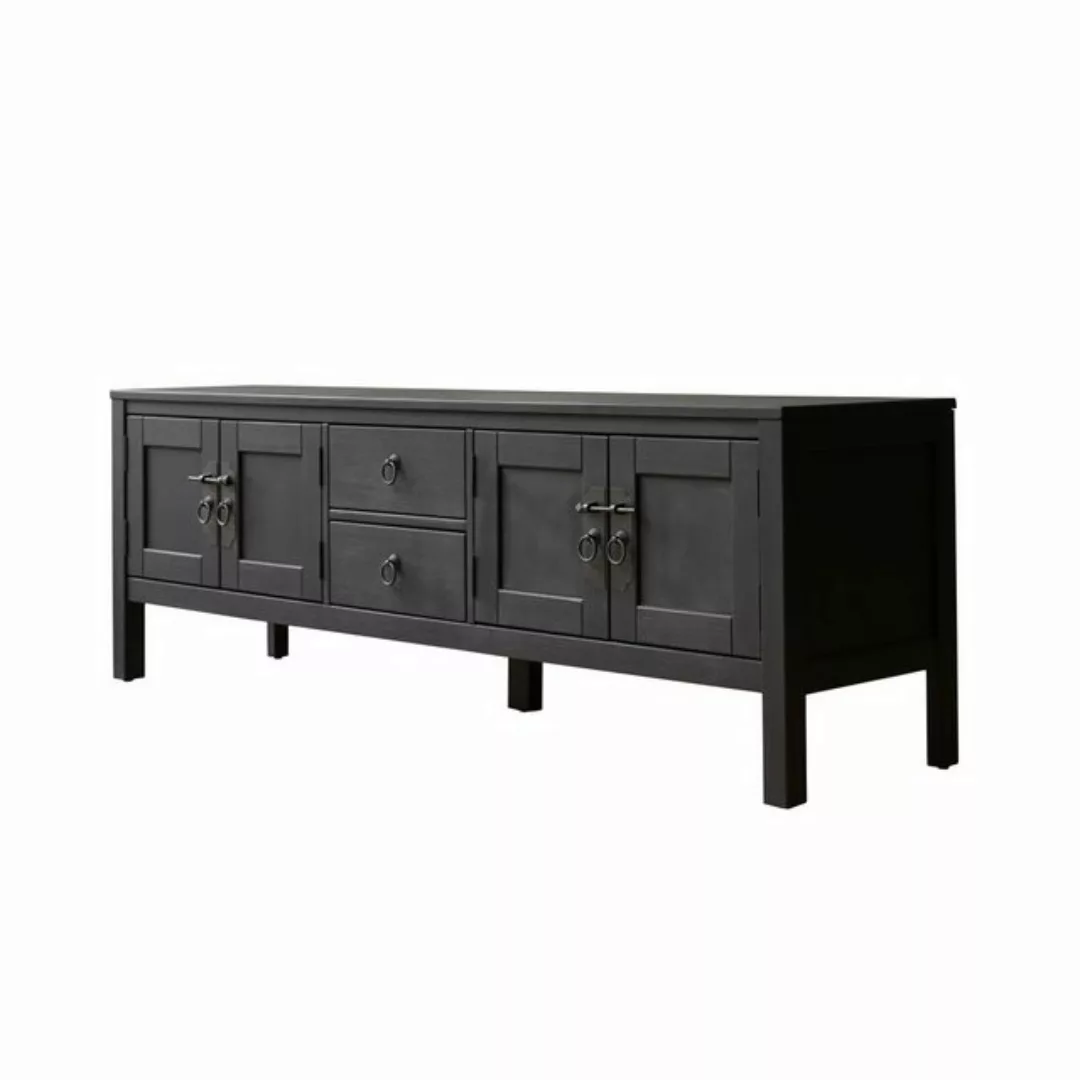 Tikamoon TV-Schrank Thaki Black TV-Schrank aus massiver Kiefer 170 cm günstig online kaufen