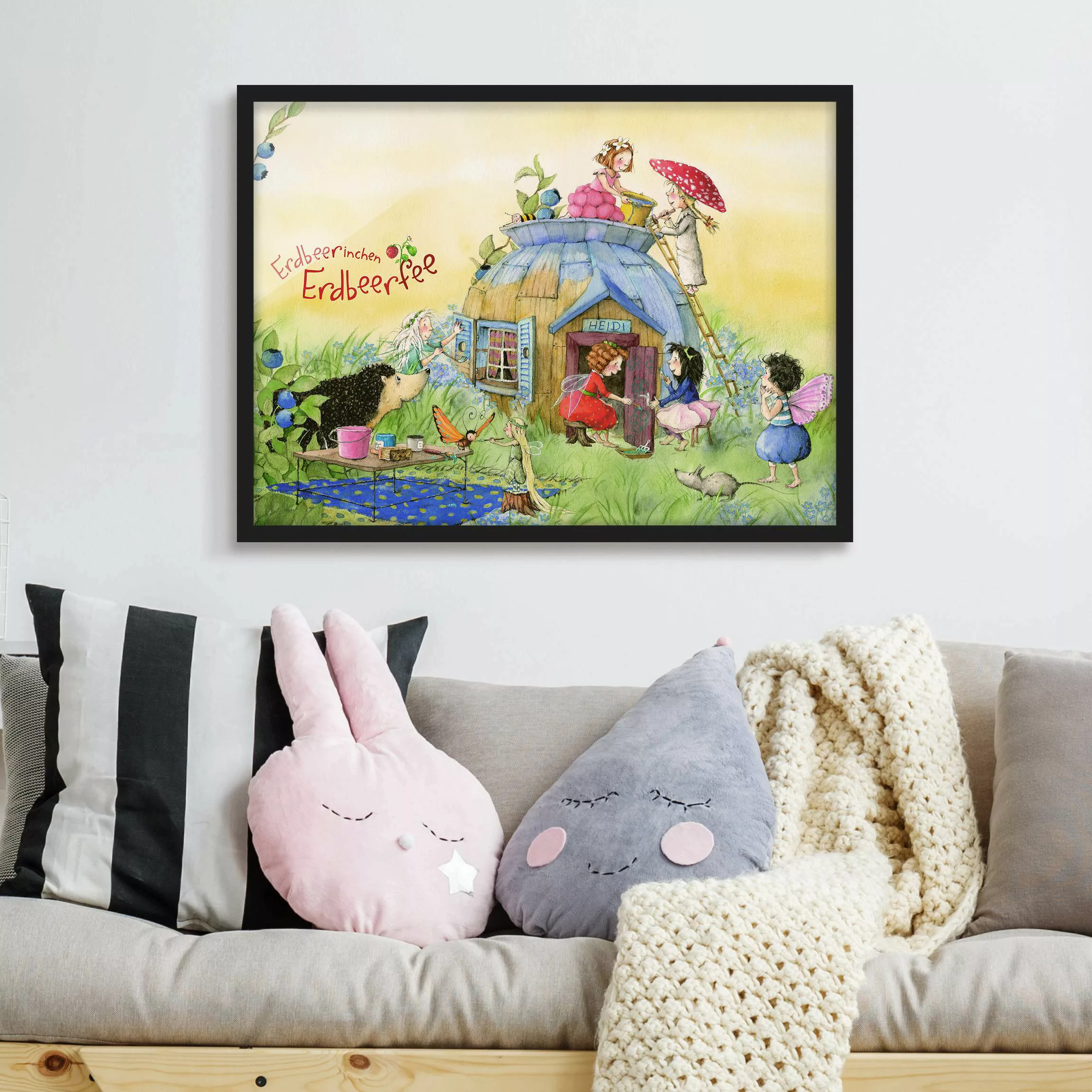 Bild mit Rahmen Kinderzimmer - Querformat Erdbeerinchen Erdbeerfee - Bei He günstig online kaufen