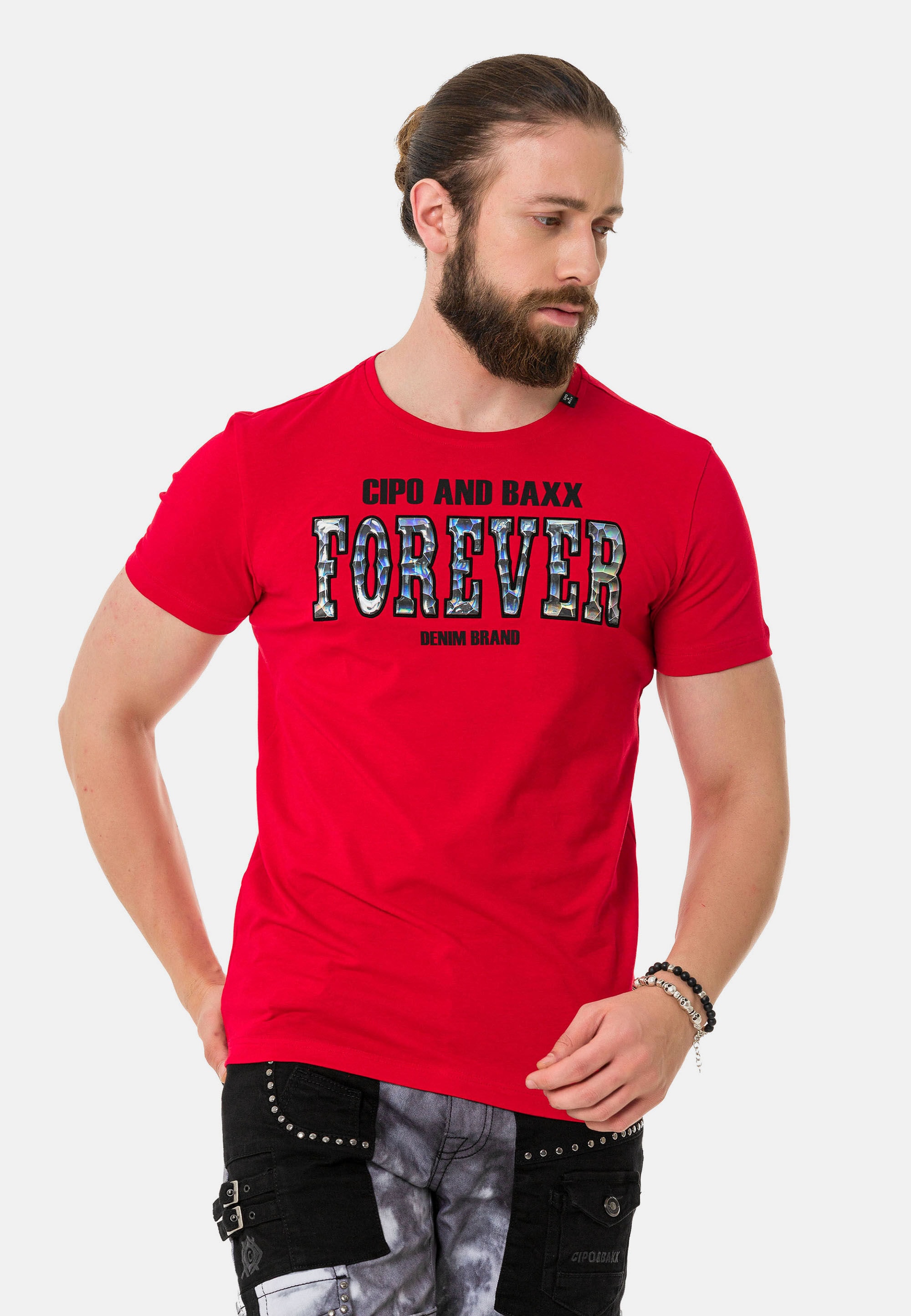 Cipo & Baxx T-Shirt "T-Shirt", mit Rundhals-Ausschnitt günstig online kaufen