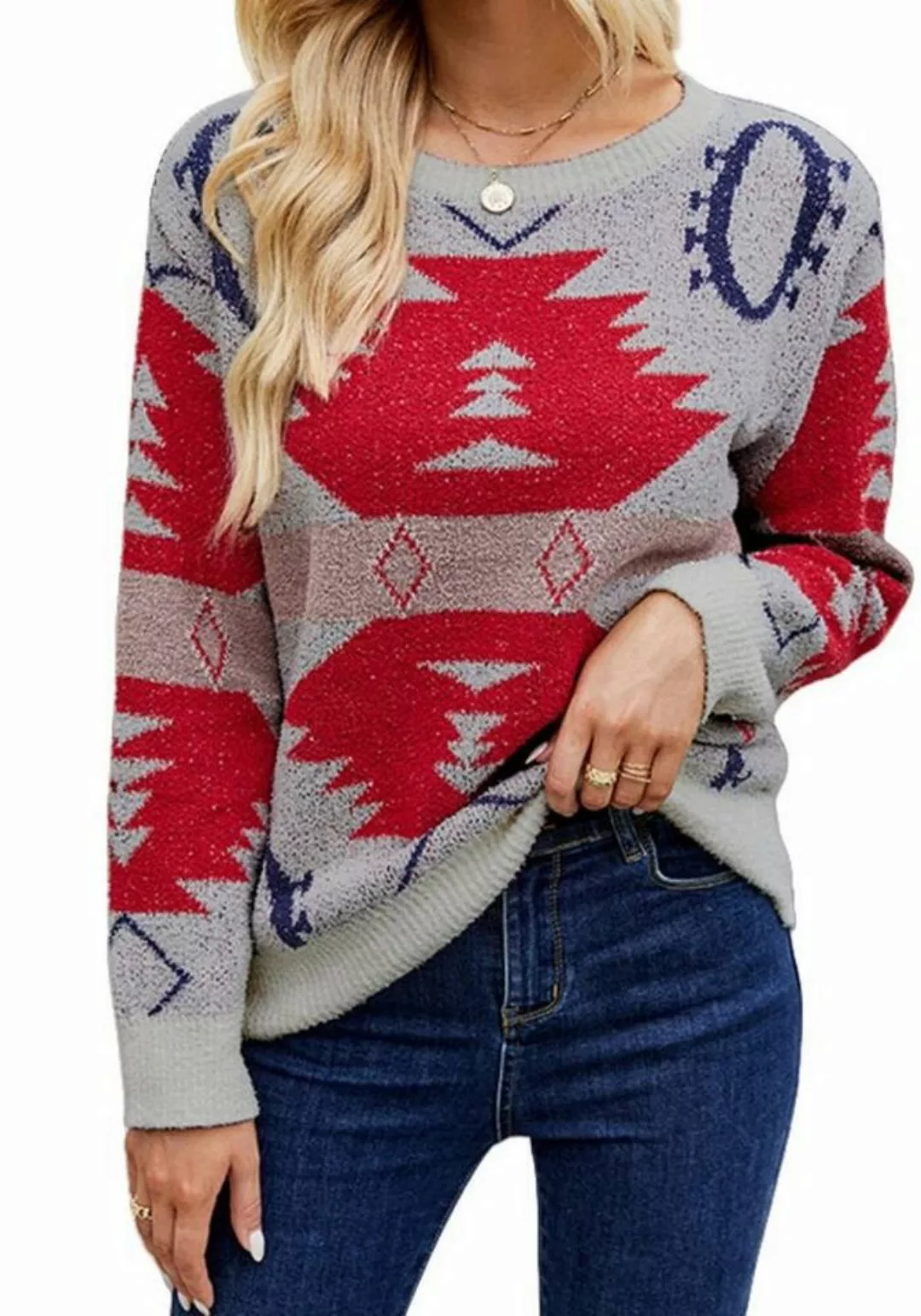 Nebelmeer Strickpullover Weihnachten Langärmliger Strickpullover Pullover P günstig online kaufen