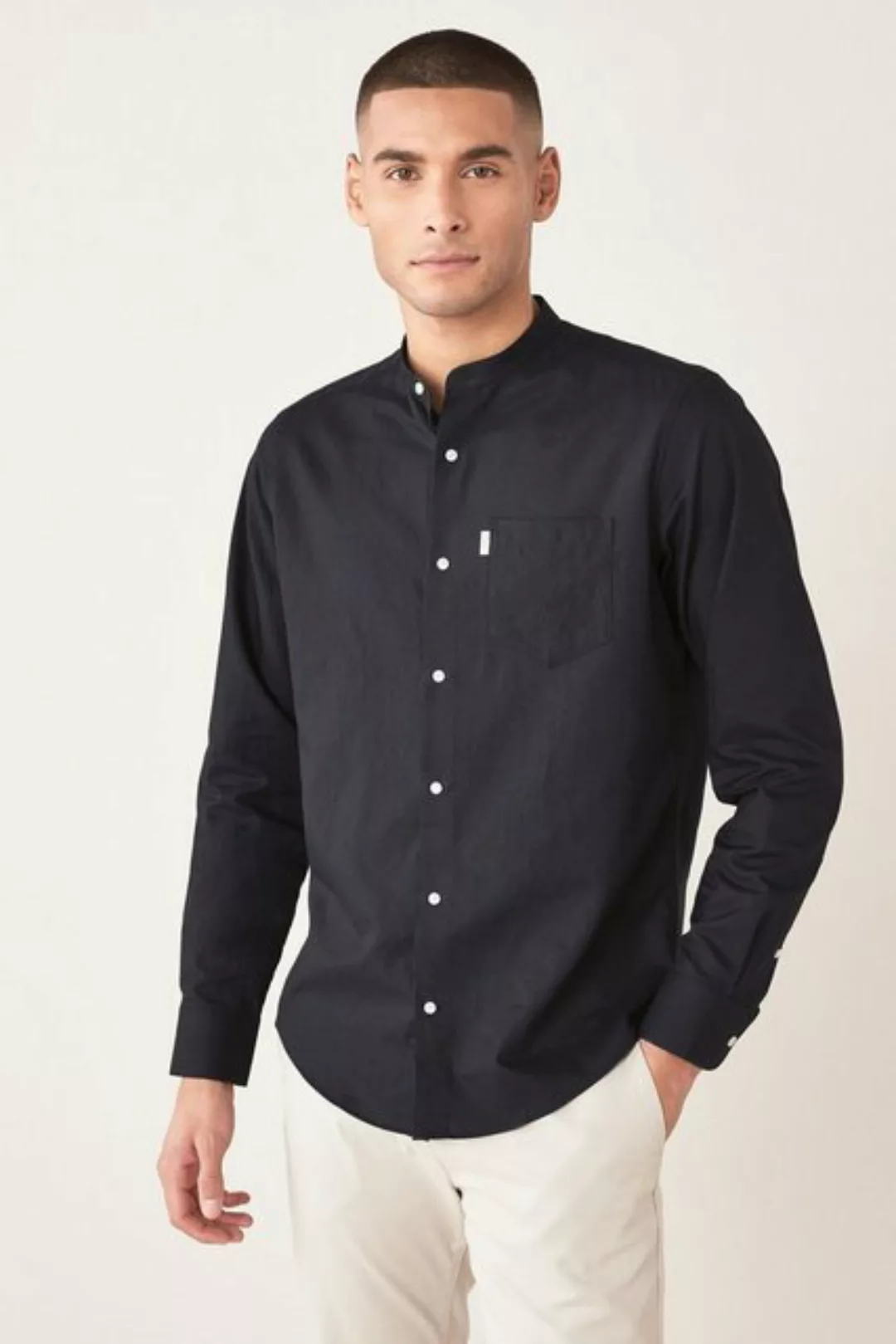 Next Langarmhemd Hemd mit Stehkragen (1-tlg) günstig online kaufen