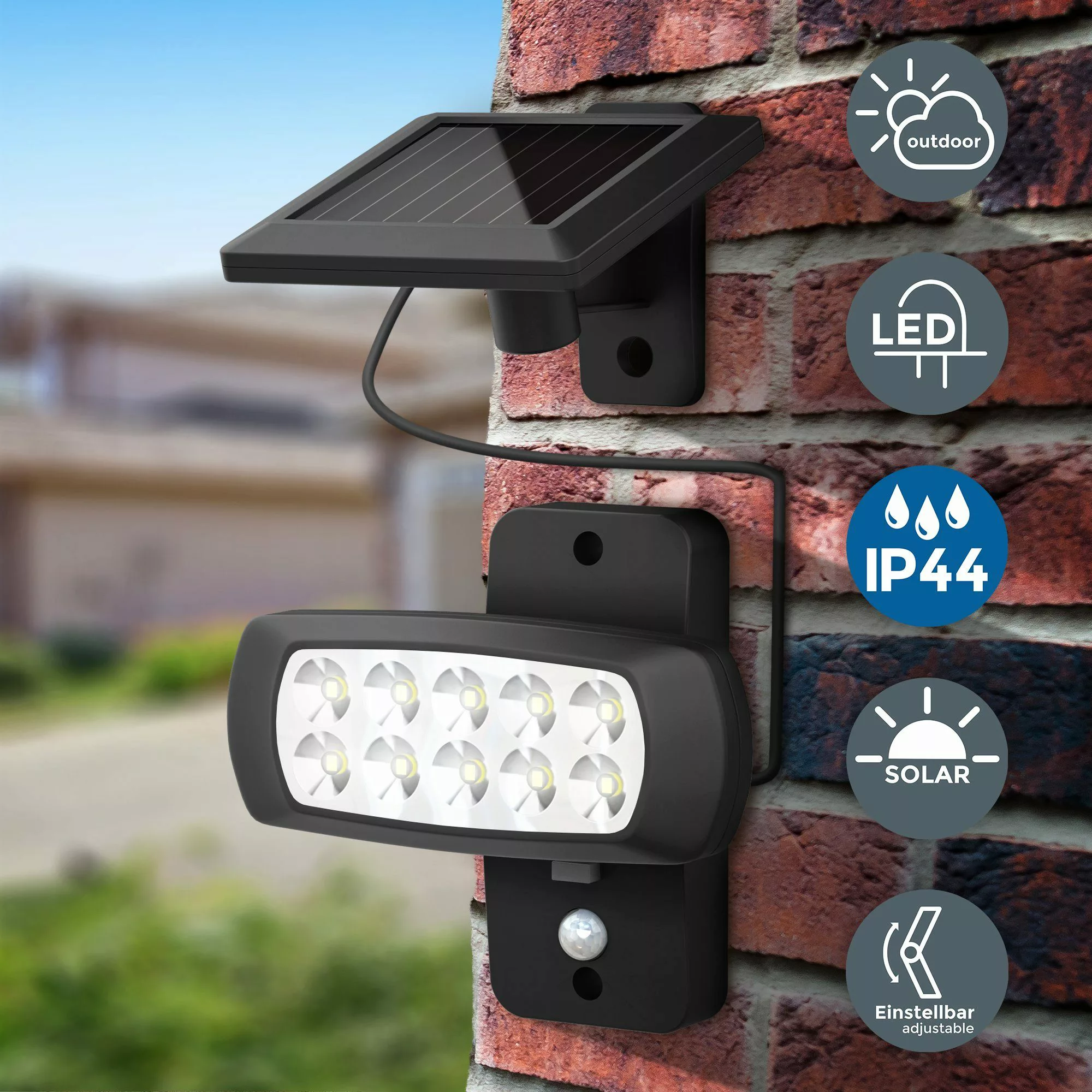 B.K.Licht Gartenstrahler LED Außen-Wandstrahler 15x14cm Solar-Panel günstig online kaufen