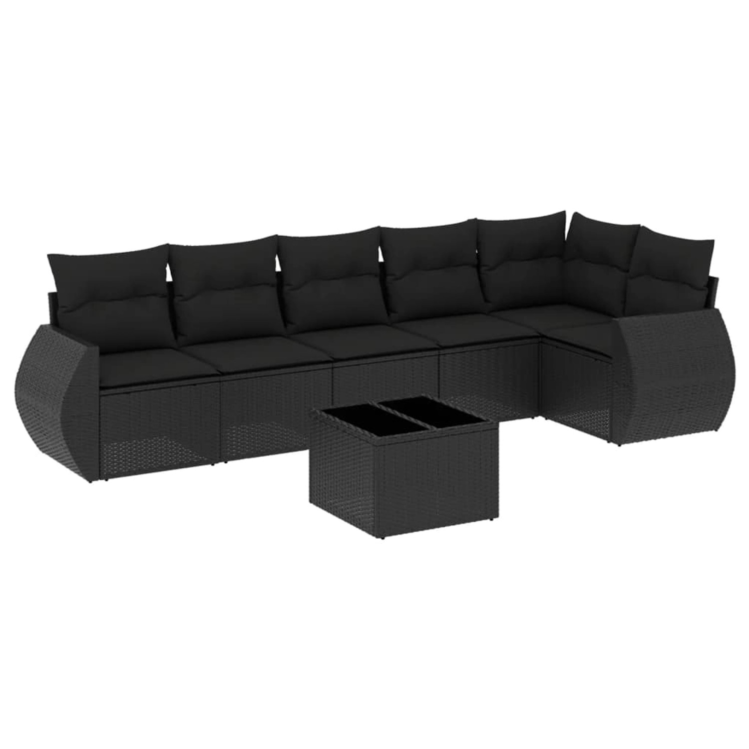 vidaXL 7-Tlg Garten-Sofagarnitur mit Kissen Schwarz Poly Rattan 3221394 günstig online kaufen