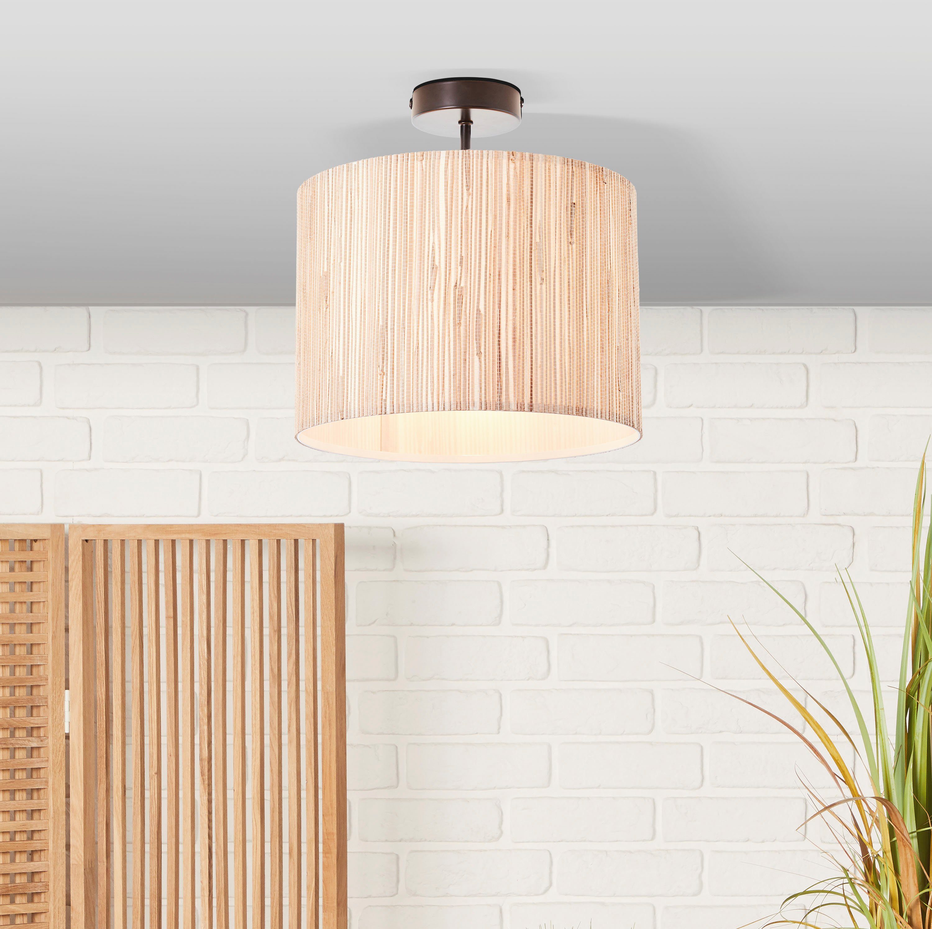 Brilliant Deckenleuchte Wimea 30 cm Schwarz und Holz günstig online kaufen