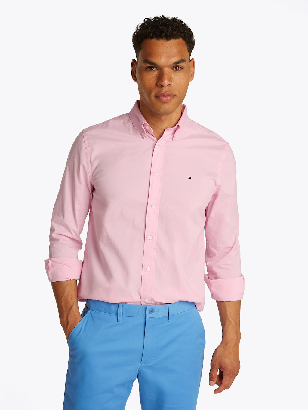 Tommy Hilfiger Businesshemd "FLEX POPLIN SOLID RF SHIRT 1", mit Logosticker günstig online kaufen