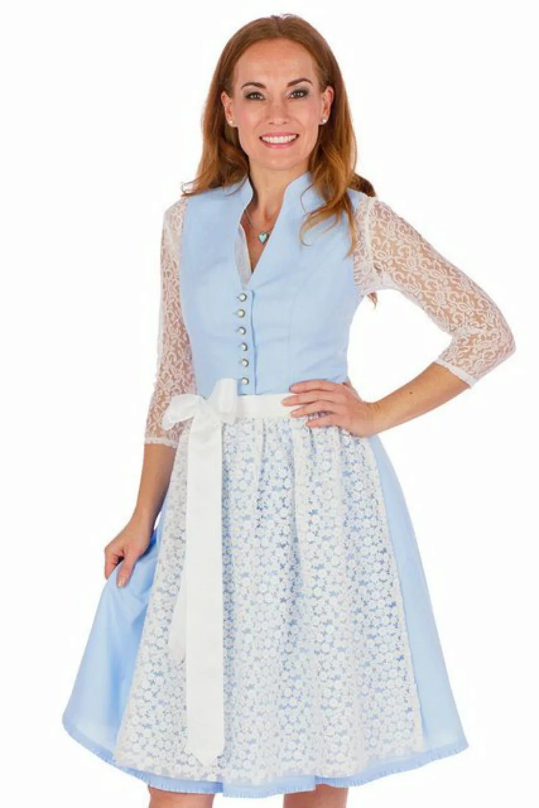 Alpenfee Tracht Dirndl Midi Dirndl 2tlg. - XARA - hellblau/cremeweiß günstig online kaufen