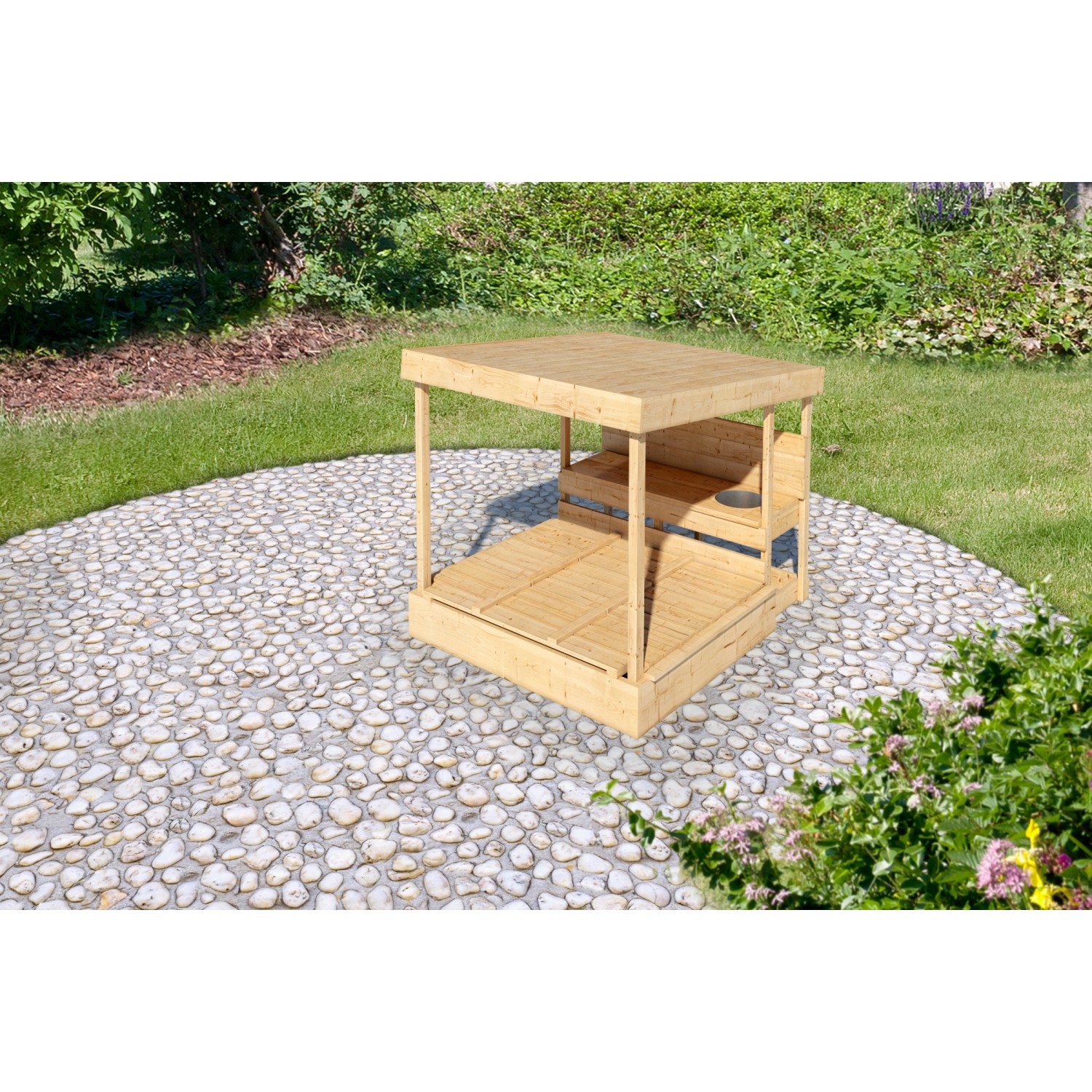 Karibu Sandkasten Max Naturbelassen 122,5 x 111,5 x 135,5 cm günstig online kaufen